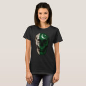 Pakistan Flag Skull Pakistani Roots Proud Patrioti T-shirt (Voorkant volledig)