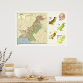 Pakistan - Gedetailleerde kaart - 1973 Poster (Keuken)