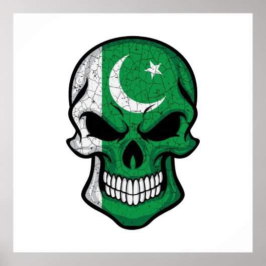 Pakistan glimlachende schedelvlag poster (Voorkant)