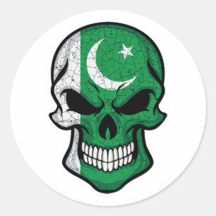 Pakistan glimlachende schedelvlag ronde sticker