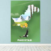 Pakistan heeft de reiskaart geïllustreerd. canvas afdruk (Insitu (Houten vloer))