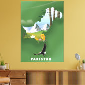 Pakistan heeft de reiskaart geïllustreerd. canvas afdruk (Insitu (Woonkamer))