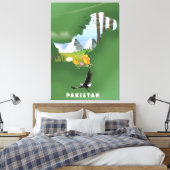 Pakistan heeft de reiskaart geïllustreerd. canvas afdruk (Insitu (Slaapkamer))