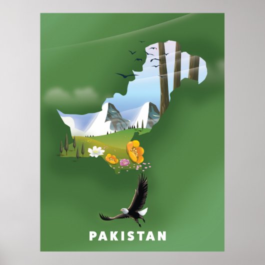 Pakistan heeft de reiskaart geïllustreerd. poster (Voorkant)