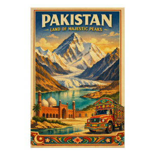 Pakistan in een klassieke retro-reis 2026 perfect poster