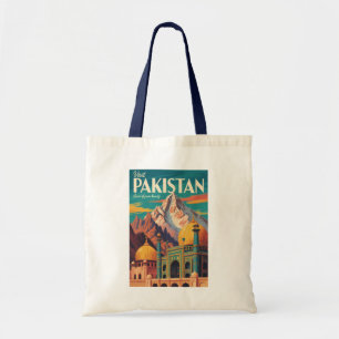 Pakistan Landschap Illustratie Reis Kunst Vintage Tote Bag