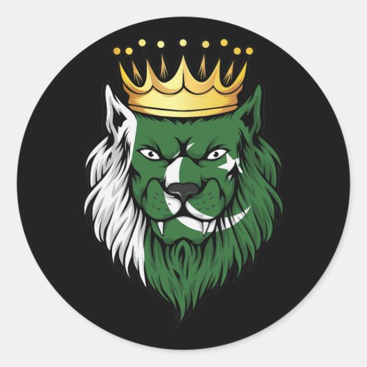 Pakistan Lion King Flag Ronde Sticker (Voorkant)
