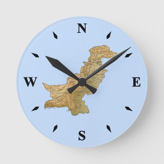 Pakistan Map Clock Ronde Klok (Voorkant)