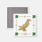 Pakistan Map + Flags Magnet (Voorkant / Achterkant)