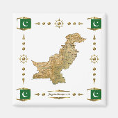 Pakistan Map + Flags Magnet (Voorkant)
