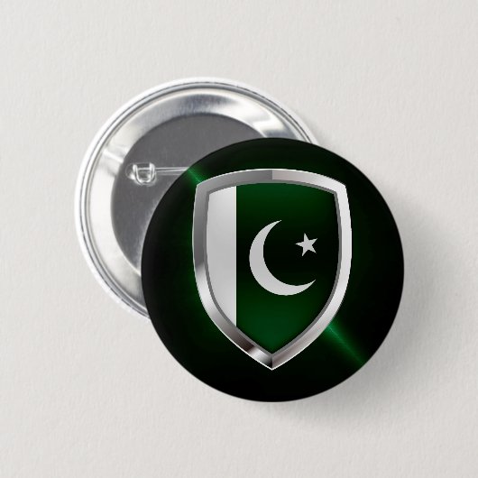 Pakistan Metallic Embleem Ronde Button 5,7 Cm (Voorkant /achterkant)