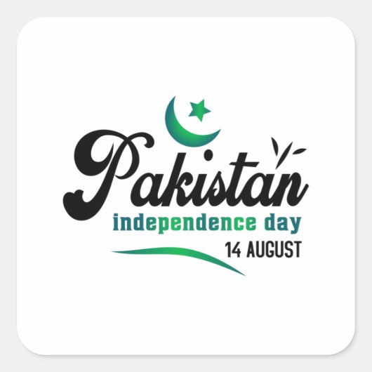 Pakistan Onafhankelijkheidsdag 14 augustus Vierkante Sticker (Voorkant)