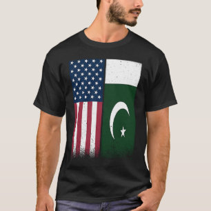 Pakistan Pakistaanse Amerikaanse vlaggen Trots VS  T-shirt