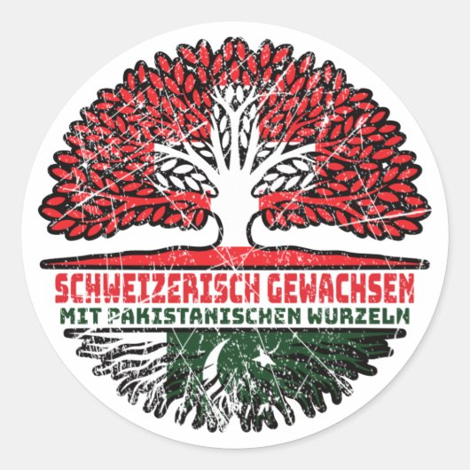 Pakistan Pakistanisch Schweizer Schweiz Baum Ronde Sticker (Voorkant)