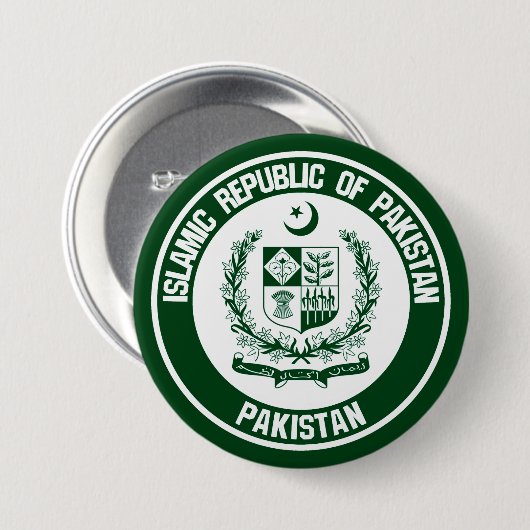 Pakistan Round Emblem Ronde Button 7,6 Cm (Voorkant /achterkant)