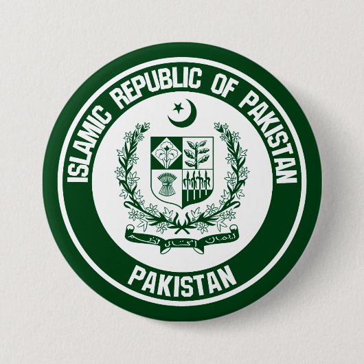Pakistan Round Emblem Ronde Button 7,6 Cm (Voorkant)