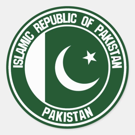 Pakistan Round Emblem Ronde Sticker (Voorkant)