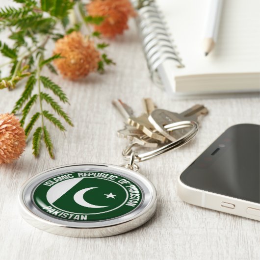 Pakistan Round Emblem Sleutelhanger (Zijkant)