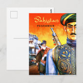 Pakistan, soldeerders uit Peshawar, vintage-reizen Briefkaart (Voorkant / Achterkant)