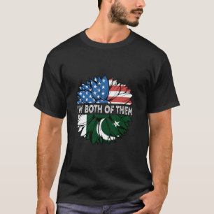 Pakistan Vlag Ik ben beiden USA Zonnebloem Pakis T-shirt