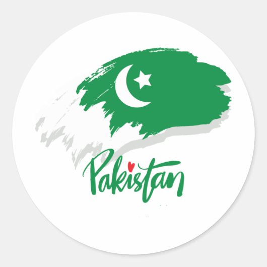 Pakistan vlag met Pakistan Heart Ronde Sticker (Voorkant)