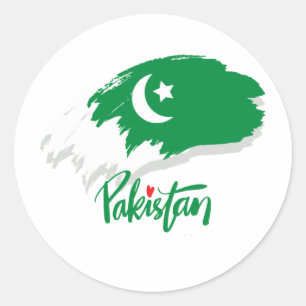 Pakistan vlag met Pakistan Heart Ronde Sticker