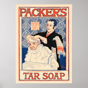 PAKKER'S Tar Soap Hair Shampoo Saloon Adverteren Poster