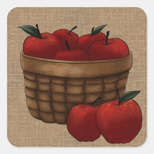 Pakket appelen vierkante sticker (Voorkant)