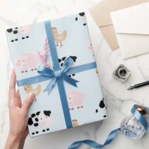 Pakket blauw omslagpapier voor landbouwhuisdieren cadeaupapier