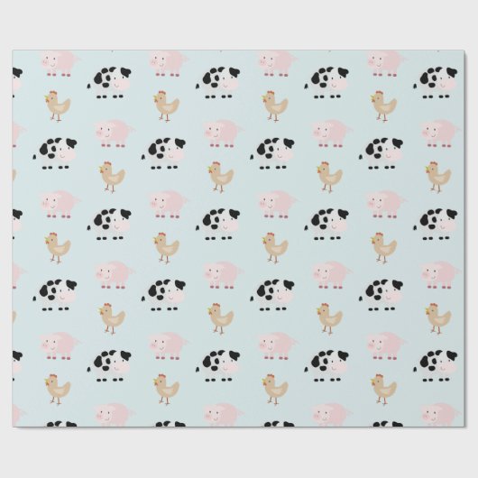 Pakket blauw omslagpapier voor landbouwhuisdieren cadeaupapier (Vlak)