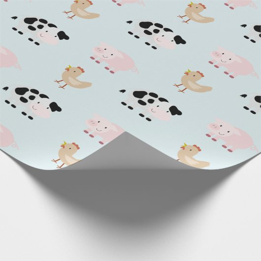 Pakket blauw omslagpapier voor landbouwhuisdieren cadeaupapier (Hoek)