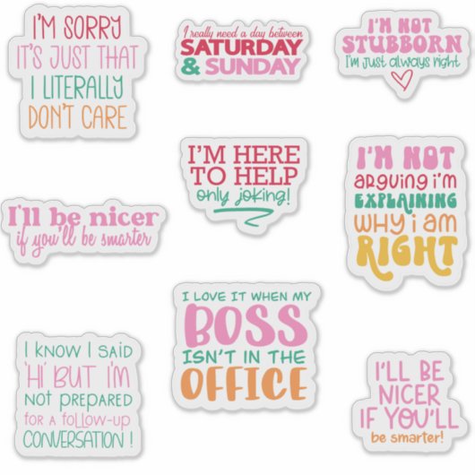 Pakket Bundel Grappige Kantoor Sticker motivatie (Voorkant)