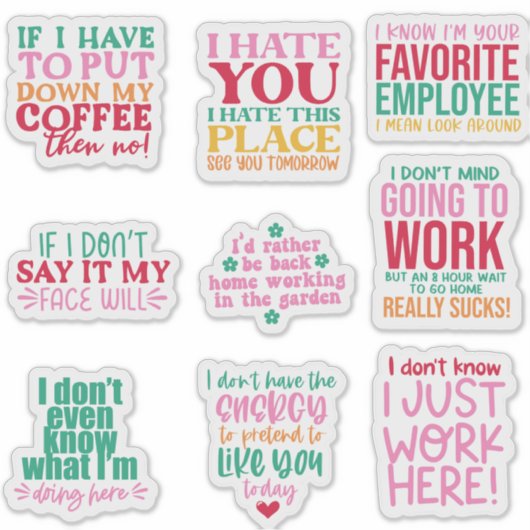 Pakket Bundel Grappige Kantoor Sticker motivatie (Voorkant)