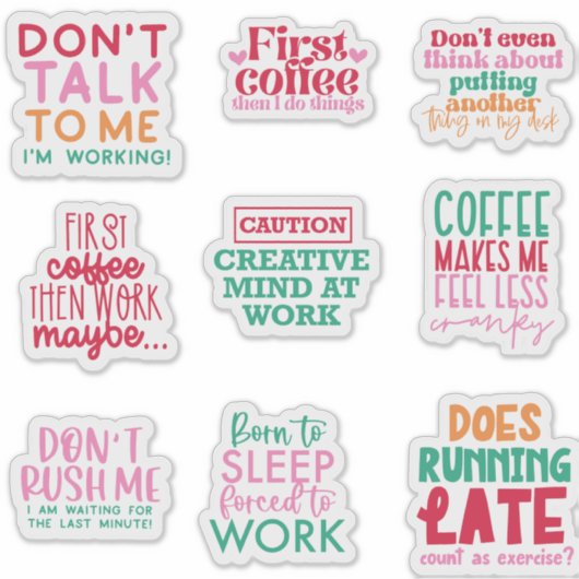 Pakket Bundel Set van Grappige Kantoor Sticker Quo (Voorkant)