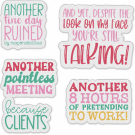 Pakket Bundel Set van Grappige Kantoor Sticker Quo