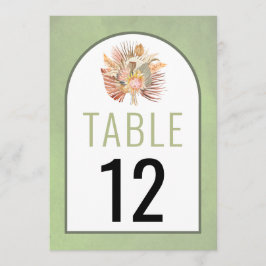 Pakket gedroogde bloemen trouwtafelkaartje