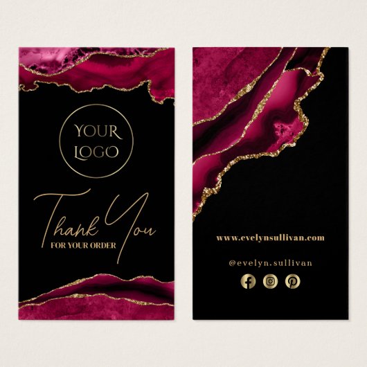 Pakket magenta en goudpasta visitekaartje (Voorkant /achterkant)