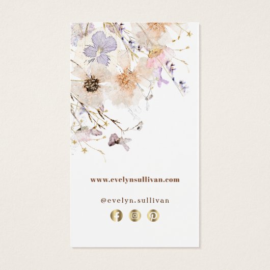 Pakket met gedroogde wilde bloemen visitekaartje (Achterkant)