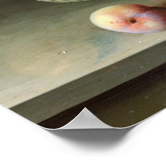 Pakket met pruimen en mandje aardbeien, 1632 poster (Hoek)