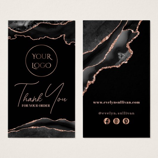 Pakket met zwarte en roos goudmakerij visitekaartje (Voorkant /achterkant)