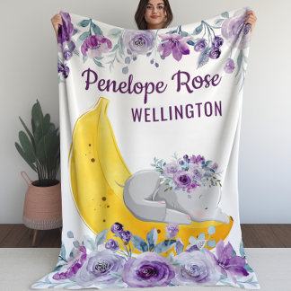 Pakket voor meisjes die elephant op een banaan aan fleece deken