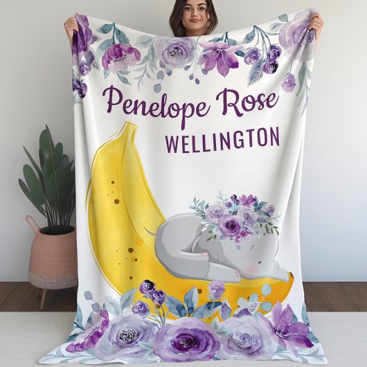 Pakket voor meisjes die elephant op een banaan aan fleece deken