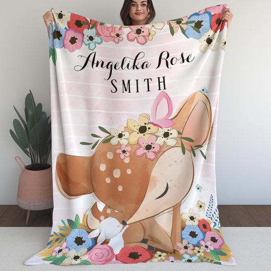 Pakket voor meisjes met bruine druppelstrips fleece deken