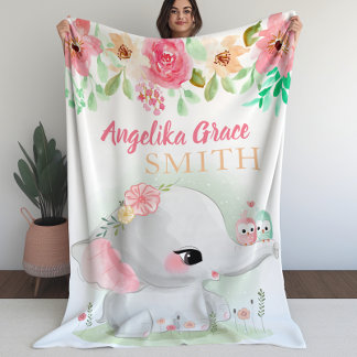 Pakket voor meisjes met Floral Elephant Fleece Deken