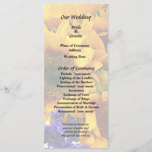 Pakket zonnebloemen en Paarse statistieken Programmakaart