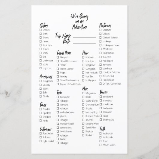 Pakketlijst voor bulletJournal (Achterkant)