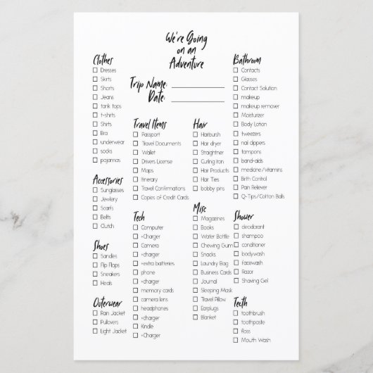 Pakketlijst voor bulletJournal (Voorkant)