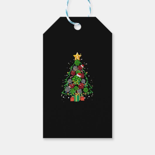 Pakketprintbuffels met rode kerstboom, of cadeaulabel (Voorkant)