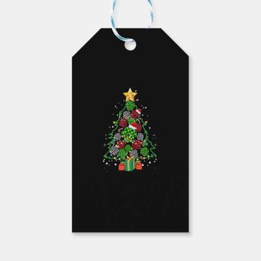 Pakketprintbuffels met rode kerstboom, of cadeaulabel (Achterkant)