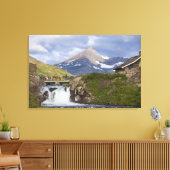 Pakketreeksen van paarden boven de brug canvas afdruk (Insitu (Woonkamer))